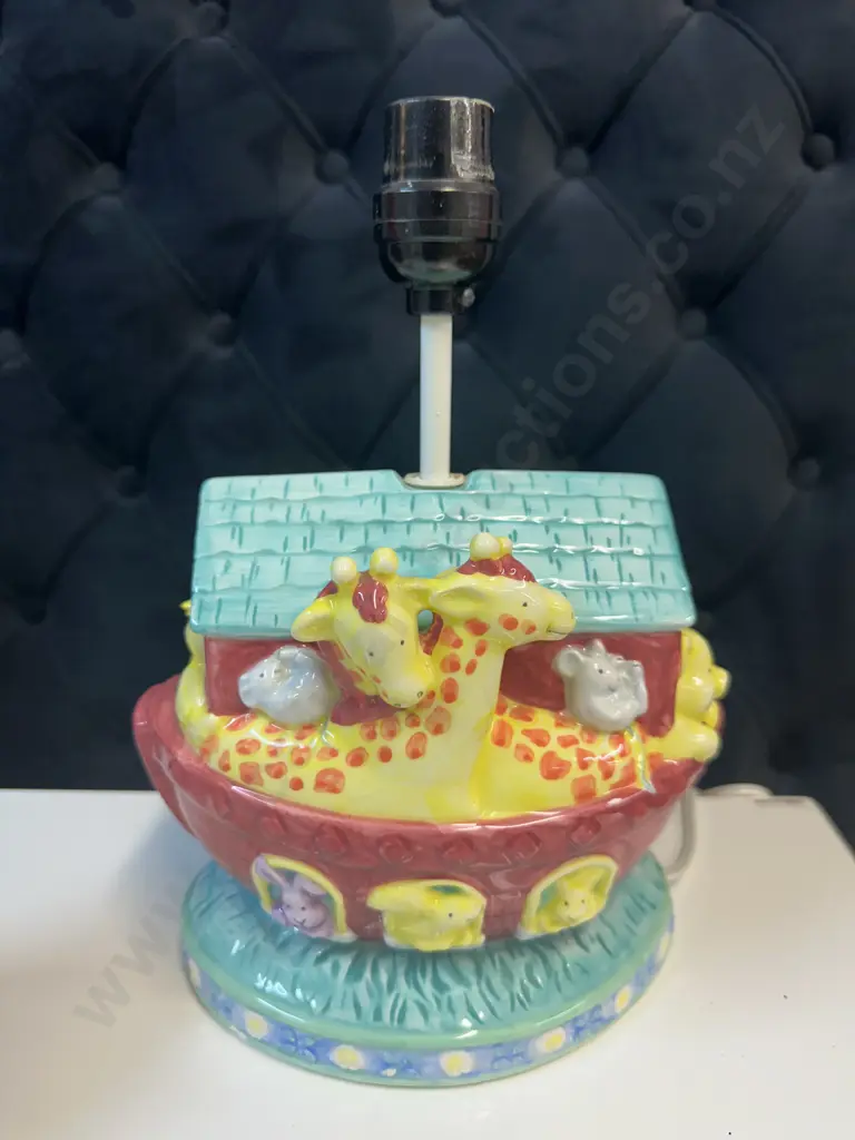 Noahs Ark Childrens Nursery Themed Table Lamp Base & Money Box By CR Gibson Image 1++